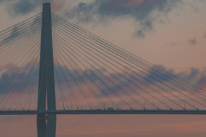 A matte photograph of the Arthur Ravenel Jr bridge in Charleston SC.